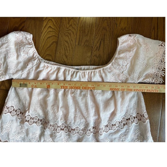 Jeans x Buffalo Chemical Lace Crop Top, Square Neck, Short Sleeve, Pink, size XL - Picture 8 of 12